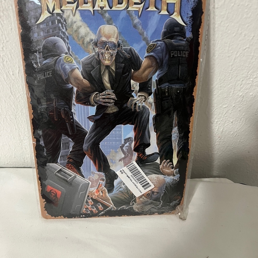 Vintage Banda Megadeth 12x8 Wall Art Hanging Mancave Shop “Police Truck” Song
